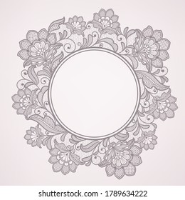 Template frame  design for card. Lace floral frame.