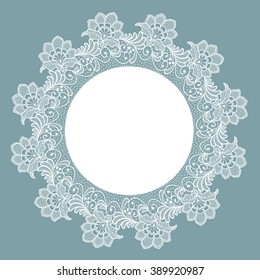 Template frame  design for card. Lace floral frame.