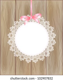  Template frame design for card on wooden background