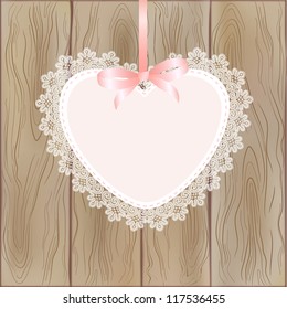 Template frame design for card on wooden background