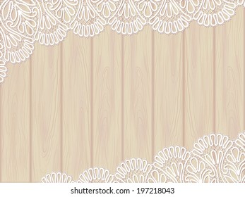 Template frame design for card on wooden background