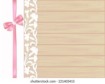 Template frame design for card on wooden background