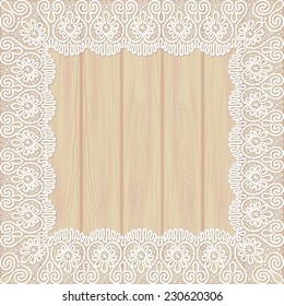 Template frame design for card on wooden background