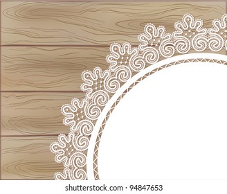 Template frame design for card on wooden background