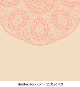 Template frame design for card. Ornamental round lace.