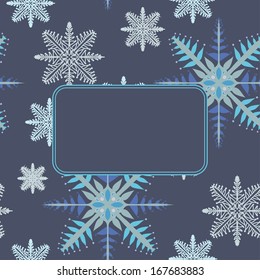 Template frame design for card with snowflakes