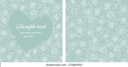 Template frame design for card (vector heart of roses)