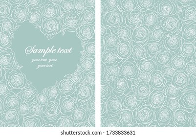 Template frame design for card (vector heart of roses)