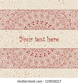 Template frame design for card. Vintage invitation card on grunge background.  Can be used for packaging, Valentines Day decoration, template