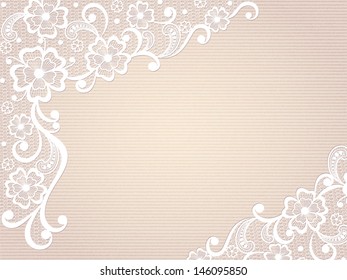 Template frame  design for card. Vintage Lace Doily 