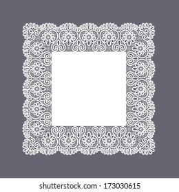 Template frame  design for card. Vintage Lace Doily 