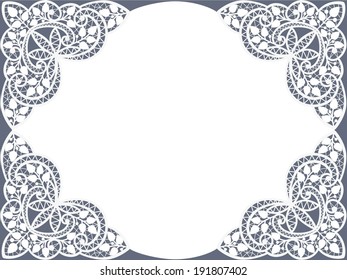 Template frame  design for card. Vintage Lace Doily 