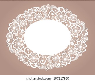 Template frame  design for card. Vintage Lace Doily 