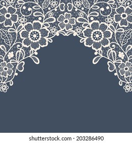 Template frame  design for card. Vintage Lace Doily 