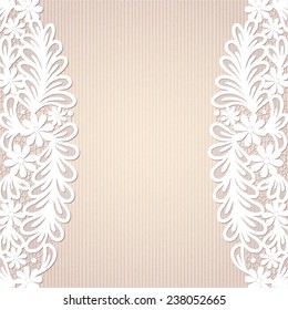 Template frame  design for card. Vintage Lace Doily 