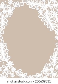 Template frame  design for card. Vintage Lace Doily 