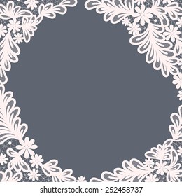 Template frame  design for card. Vintage Lace Doily 