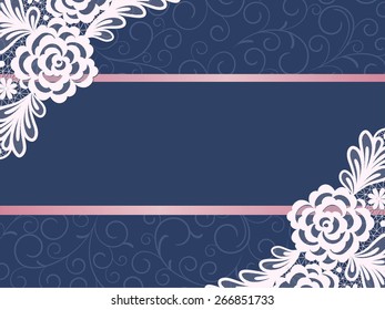 Template frame  design for card. Vintage Lace Doily 