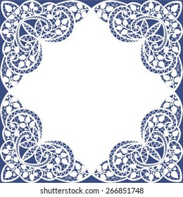 Template frame  design for card. Vintage Lace Doily 