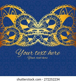 Template frame design for card. Vintage invitation card with lace ornament. 