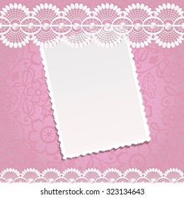 Template frame  design for card. Vintage Lace Doily 