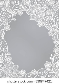 Template frame  design for card. Vintage Lace Doily 