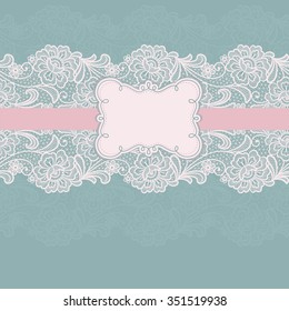 Template frame  design for card. Vintage Lace Doily 