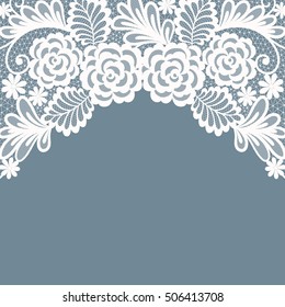 Template frame  design for card. Vintage Lace Doily 