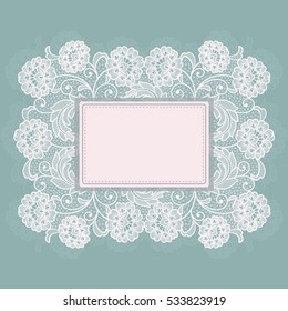 Template frame  design for card. Vintage Lace Doily 