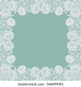 Template frame  design for card. Vintage Lace Doily 