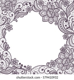 Template frame  design for card. Vintage Lace Doily 