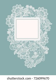 Template frame  design for card. Vintage Lace Doily 