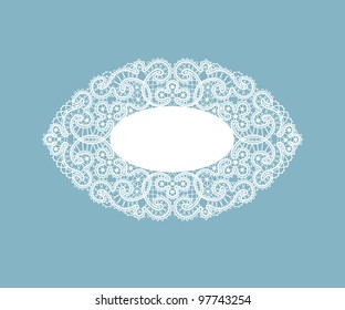 Template frame  design for card. Vintage Lace Doily
