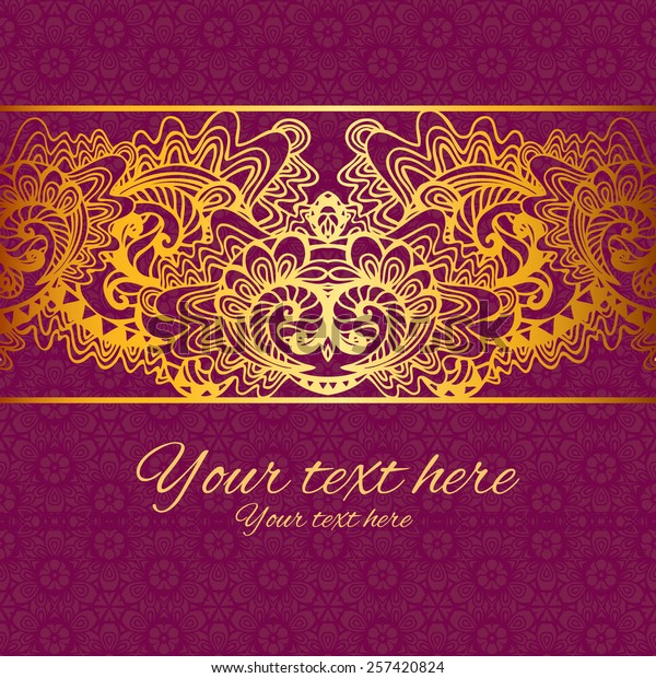 Template frame design for card. Vintage invitation card
with lace ornament. 