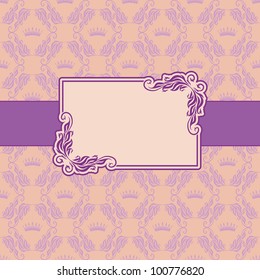 Template frame design for greeting card . Background - seamless pattern.