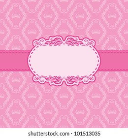 Template frame design for greeting card . Background - seamless pattern.