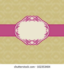 Template frame design for greeting card . Background - seamless pattern.