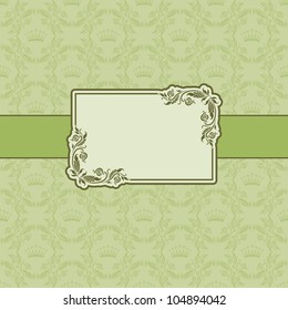 Template frame design for greeting card . Background - seamless pattern.