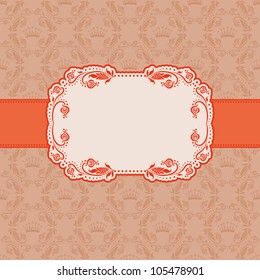 Template frame design for greeting card . Background - seamless pattern.