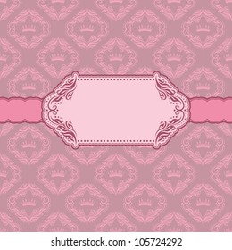 Template frame design for greeting card . Background - seamless pattern.
