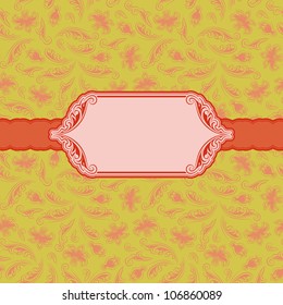 Template frame design for greeting card . Background - seamless pattern.