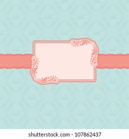 Template frame design for greeting card . Background - seamless pattern.