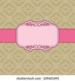 Template frame design for greeting card . Background - seamless pattern.