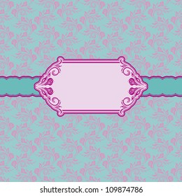 Template frame design for greeting card . Background - seamless pattern.