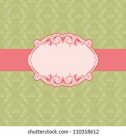 Template frame design for greeting card . Background - seamless pattern.