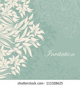 Template frame design for greeting card with white flowers