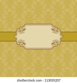 Template frame design for greeting card . Background - seamless pattern.