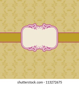 Template frame design for greeting card . Background - seamless pattern.