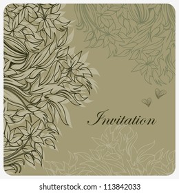 Template frame design for greeting card with tender  flowers