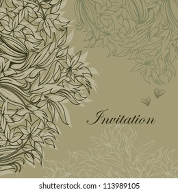 Template frame design for greeting card with  flowers